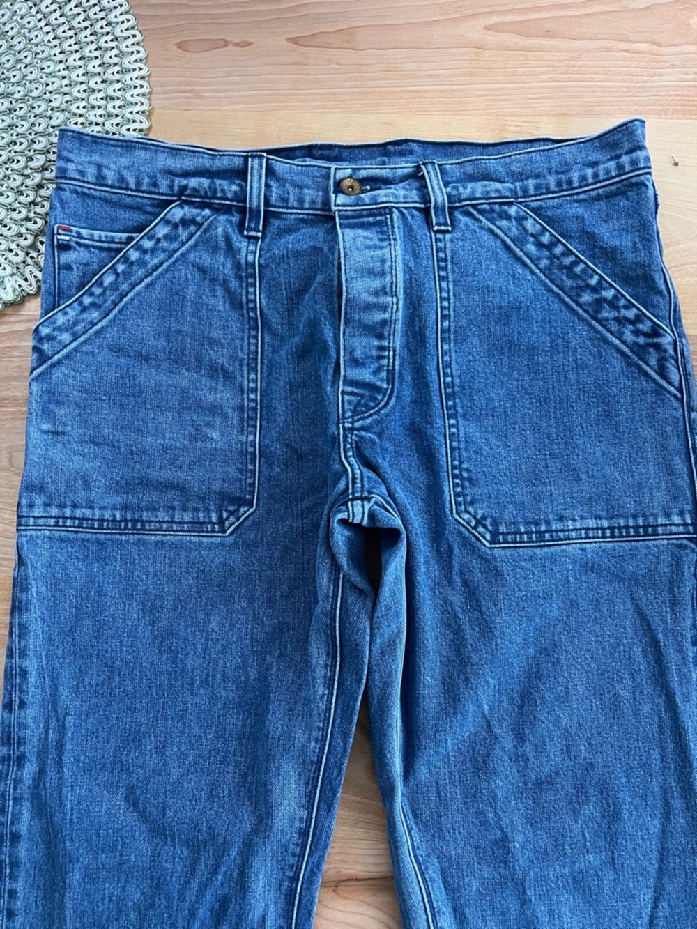 Men's Straight Denim Jeans in Military pocket style, in Blue (Scout Jean)